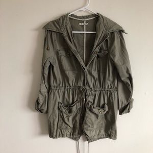 Army green drawstring jacket